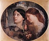 Women Canvas Paintings - Two Women with a Bouquet of Flowers